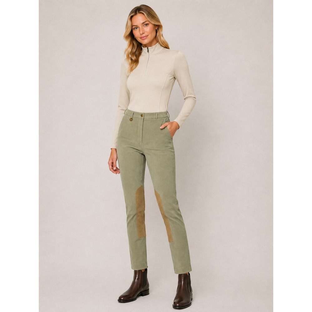 On Course Breeches Women Sage Green Equestrian Riding Pants Knee Patch